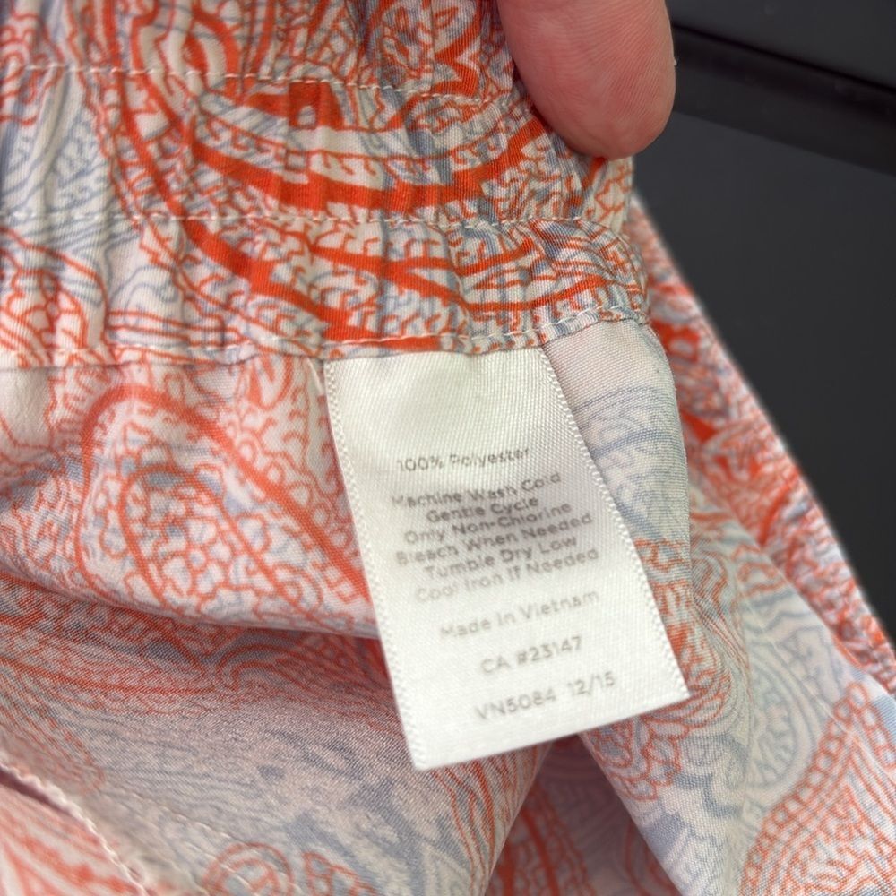Talbots Paisley Blue Orange/Red White Pull On Crop Ankle Pants Sz 8 - Picture 9 of 9